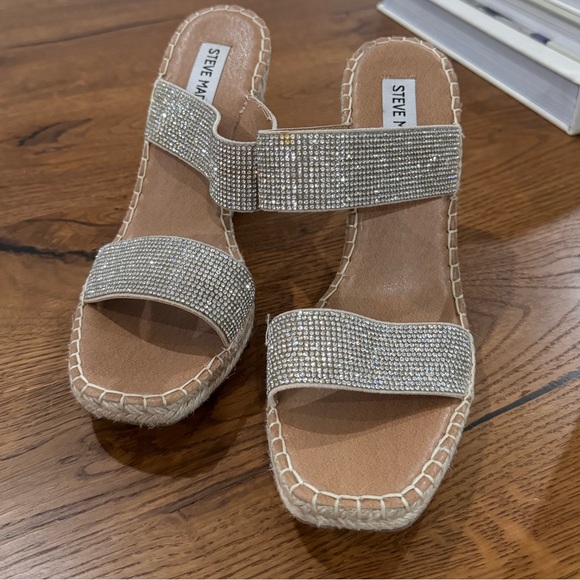 Steve Madden Crystal Espadrille Wedges Size 7.5 - Picture 2 of 6